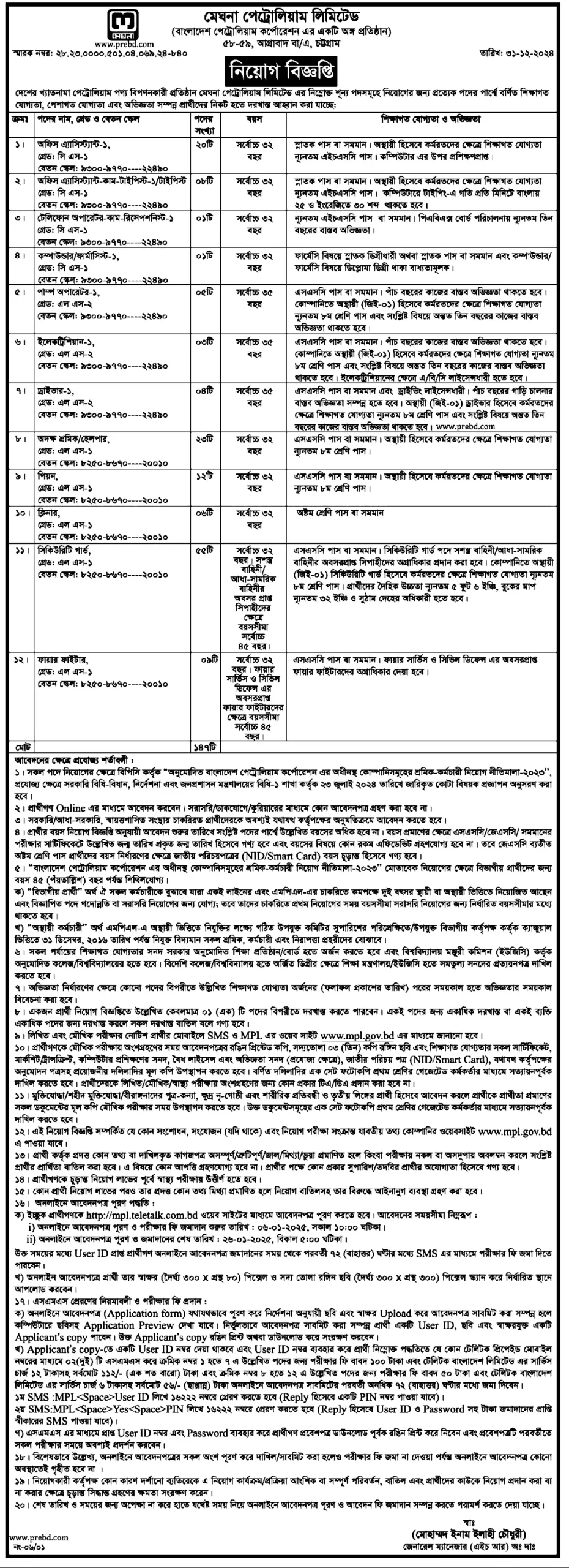 Meghna Petroleum Limited: MPL Job Circular 2025